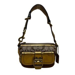 Coach Womens Gold Brown Signature Buckle Fall 2004 Special Edition Shoulder Bag